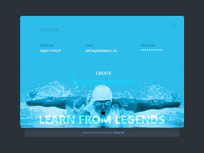 Sign Up blue clean ipad login sign signin swimming tablet up website
