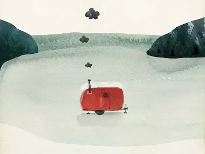 Ice Shanty Illustration amy sullivan illustration nature state park watercolor winter wisco wisconsin