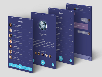 UI for Chat Application chat app chat application messages mobile mobile app mobile app design mobile menu mobile ui navigation product design profile template user profile ux design