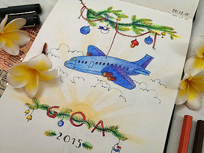 GOA art christmastree drawing goa graphics illustration plane sketch sketchbook