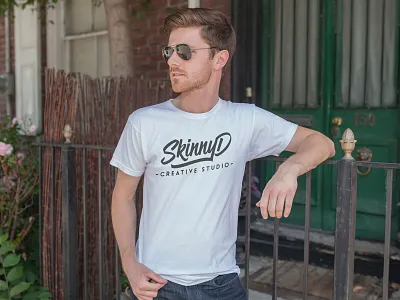 New Logo Design Tees creative design graphic design logo mock skinnyd studio t shirt up