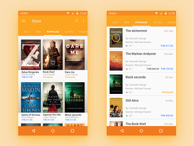 Audio book Material concept app audio book concept material orange