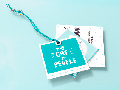 My Cat Is People ~ Clothing Tags aqua cats clothing tags cute branding fashion hang tags print design styled photography teal