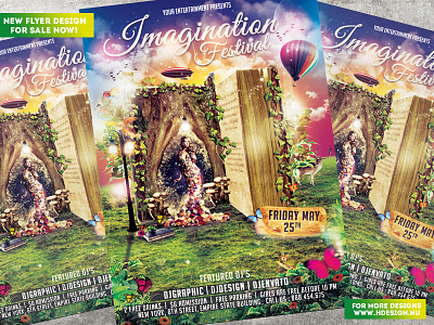 Imagination Festival Flyer animals book cheap cocktail drink fantasy fantasy festival festival flower flyer design