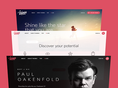 Isina.com redesign dj la music promo screens singer star talent track uiux