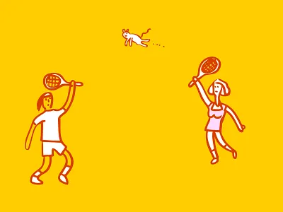 Bad Sports animal cat characters drawing illustration pet sport tennis