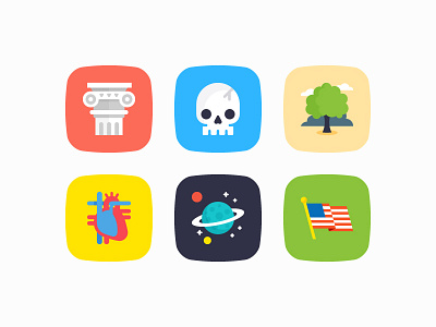 More badges for Socratic badge education icon set illustration pillar planet real heart skull space star tree usa flag