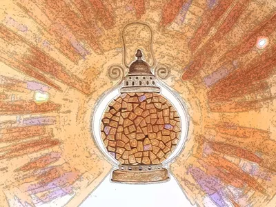 Glass Lamp acrylic illustration mixed media painting