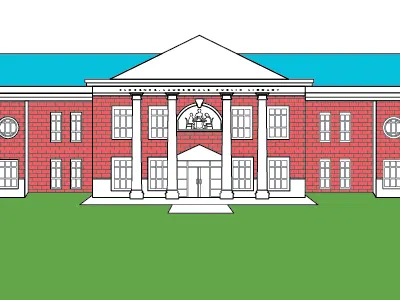 Library architecture building design line wip