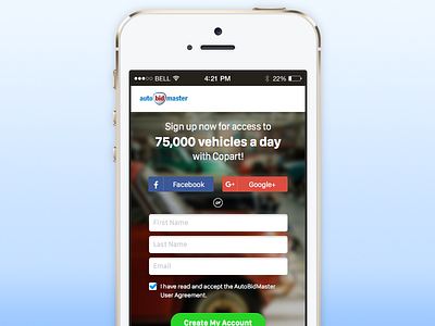 Landing Page mockup (mobile) autobidmaster mobile rwd ui ux