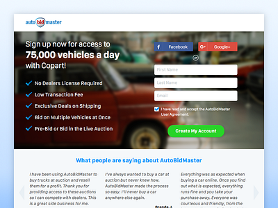 Landing Page mockup autobidmaster landingpage ui ux