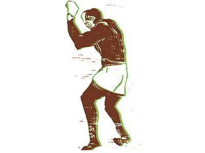 Fighter catcheur fight fighter lino linogravure mexican print wrestling