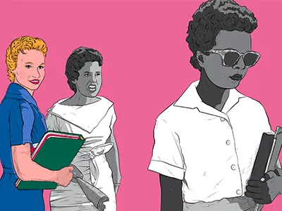 VICE Broadly Editorial Illustration 1950s black and white civil rights high school history illustration line art little rock monochromatic photography portrait vector