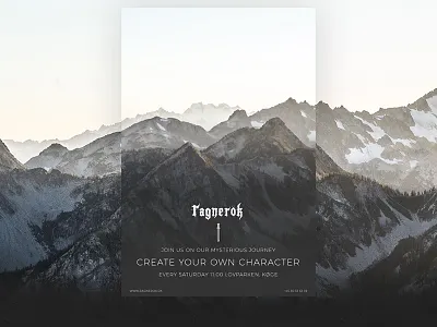 Ragnerok website redesign adventure design fantasy hobbit minimal minimalistic mountains poster ragnerok sci fi thor website