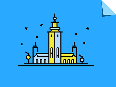 Stockholm Stadhuset architecture building church house icon illustration tree