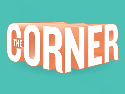 The Corner gradients identity lettering logo