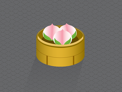 Chinese Birthday Peach Steamed Buns dessert dim sum icon illustration vector
