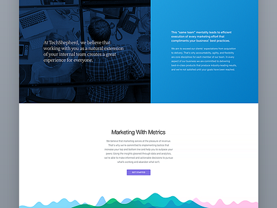 Marketing With Metrics blue charts clean helvetica techshepherd ui whitespace