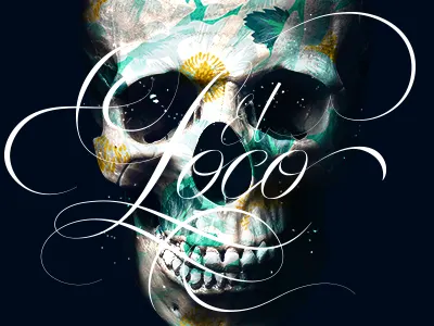 Wild Lettering crazy flower lettering loco script skull wild