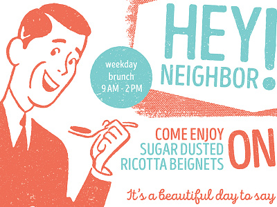 Vintage Flyer Design 1950s brunch neighbor neighborly retro vintage