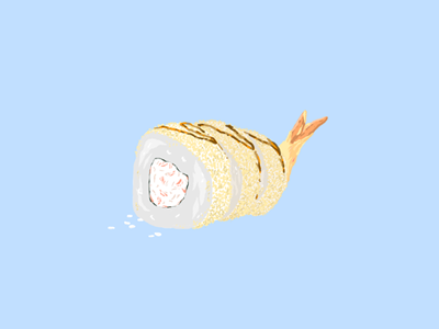 Crunch n' Roll food illustration shrimp sushi vector