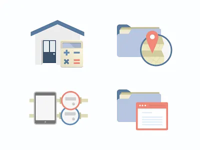 Small icon set calculator folder icon icons map