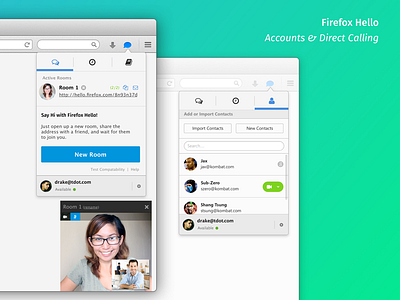 Firefox Hello — Rooms and Direct Calling application browser firefox mozilla ui ux window