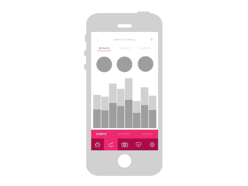 Animated Wireframe for Mobile App animated charts dashboard mobile ux wireframe