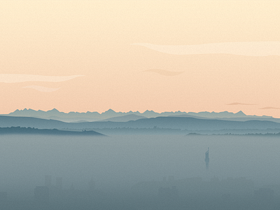 Cracow and Tatras cracow gradient illustration iza izabela kasza mountains vector