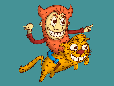 Domovoy & Cat brownie cartoon cat character design concept illustration