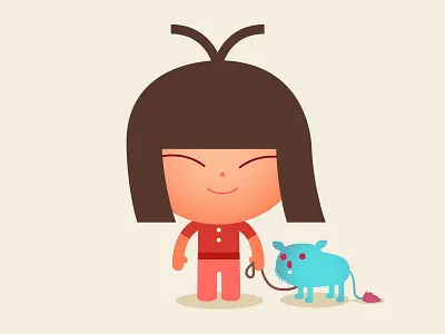 Nu Blue Pet animal asian cartoon dog girl illustration japanese mascot pet simon oxley