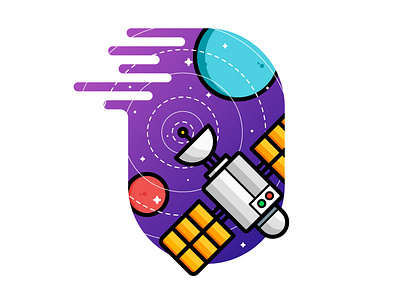 Broadcasting badge brand broadcasting flat badge sticker icon illustration outline satellite space