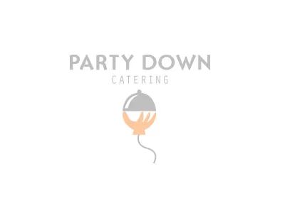 Partydownlogo balloon catering food party. hand platter