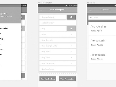 Prescription App Wireframes app doctor medical pills prescription ui ux wireframes