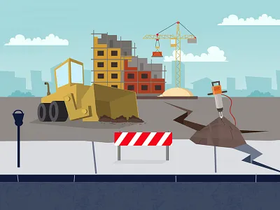 Break New Ground 2d animation construction illustration jackhammer vector