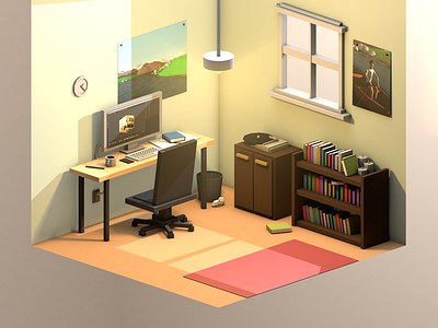 Low Poly Room - Cinema 4D 3d c4d cinema 4d design interior lighting low poly poly room