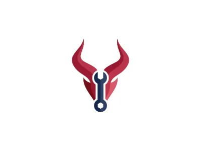 Wrench Bull animal bull horns icon logo mark repair symbol tool wrench
