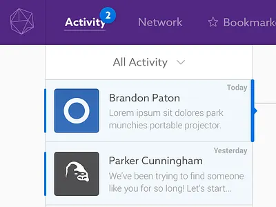 All Activity activity clean email mail messages purple simple ui