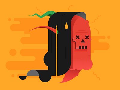 Carolina Reaper carolina reaper pepper chile flat green hot orange red skull spicy vector