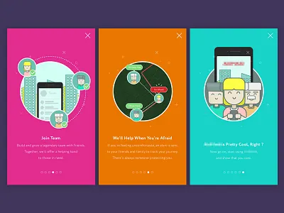 Apps Onboarding 2 apps illustration intro ios onboarding panic safe tutorial vector walkthrough