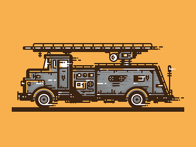 old firetruck fire firetruck flat design geometric metal retro siren vehicle