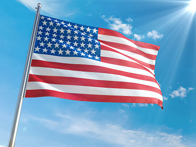 Flag Mockup 3d branding flag freedom label logo mockup realistic sun usa wind