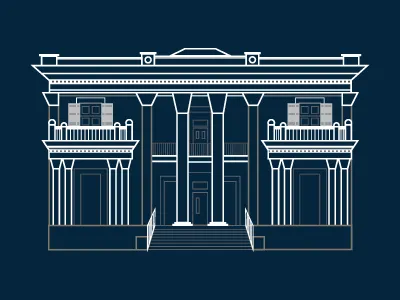 Belmont Mansion illustration line art vector