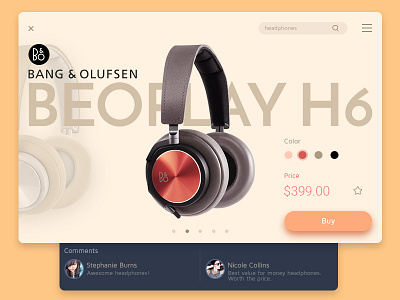 Headphones Card app card clean concept design flat headphones interface material music ui ux