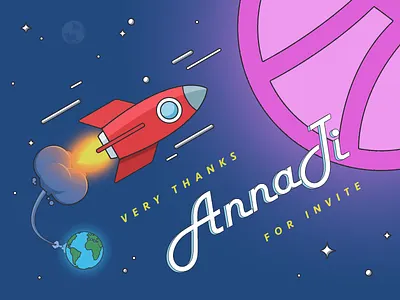 Hello, dribbble! dribbble planet rocket space thanks