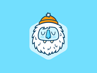 Yeti blue flat icon illustration winter yeti