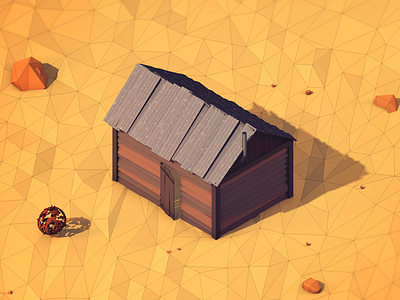 Abandoned Desert Shack 3d c4d cinema 4d desert house hut illustration isometric low poly miniature shack