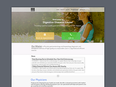 Digestive Deseases Center Website appointment digestive disease flat news. physicians service ui ux website