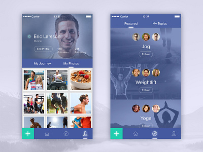 Healthgram App Concept app health instagram jogging profile sports timeline weightlift