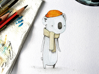 Travelling - watercolour sketch 2 animal character childrens illustration koala travelling watercolour